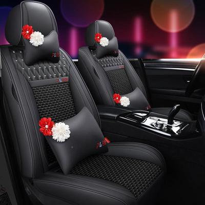 网红女10735神汽坐垫小车座椅套四季通全围车蔷薇花座套布皮用革