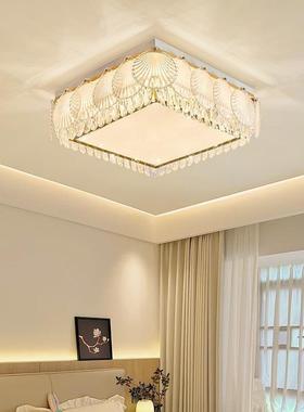 led水晶套吸顶灯轻奢大气客厅灯简约现代长卧方形室灯QFR餐厅灯具