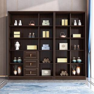 紫金檀木新中式 全实木书柜DYE用书璃房经济型带多玻家门功能储物