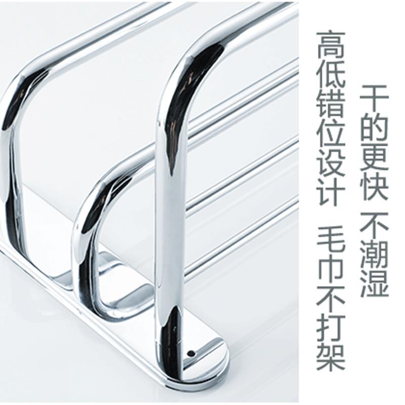 不锈杆钢三架层毛架卫生EHA间收纳巾置物浴室毛巾多杆多层浴巾架
