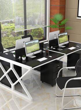 屏办OOK公电桌4人位人位脑桌卡座工作桌风简约办公6家具隔断带文