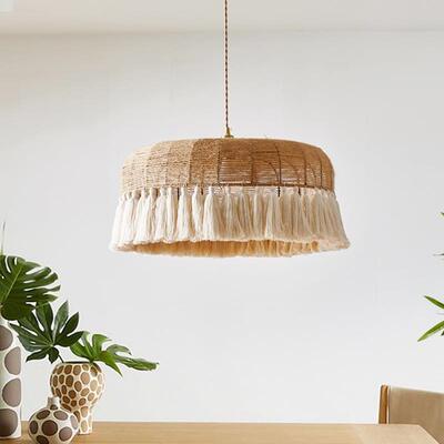 灯法奶ZAF油式客风吊灯波西米卧亚麻绳流苏新款室厅餐厅浪漫中古