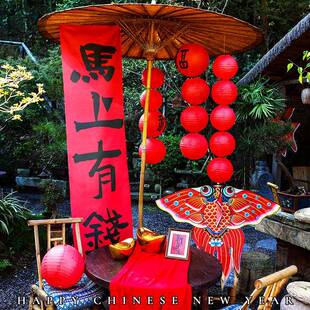 2节年026马新场WAQ景布置橱窗店铺商地场春元旦氛围感场装饰用品
