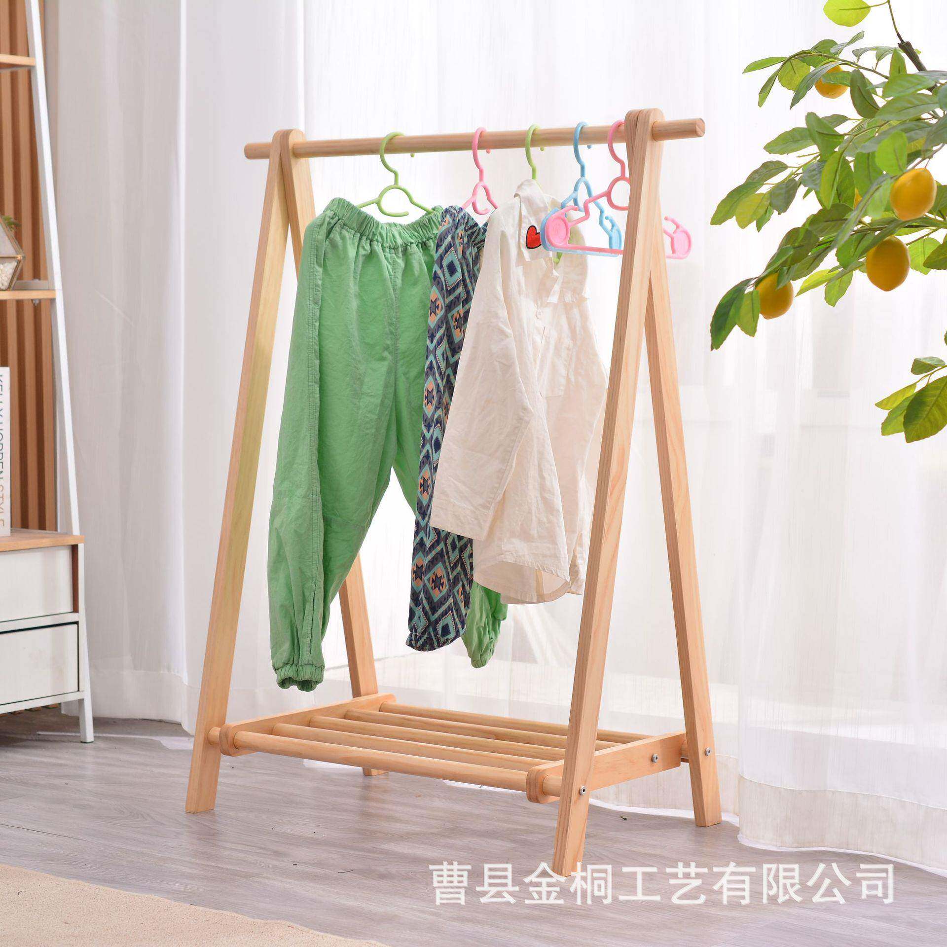 实木晾衣架落地衣帽架童装卧室儿衣架童店示架JT-0707衣架鞋架一