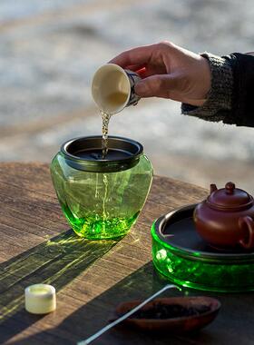 彩多配玻璃茶洗建水承家用茶壶渣缸日式过滤茶渣桶js016水盂水洗