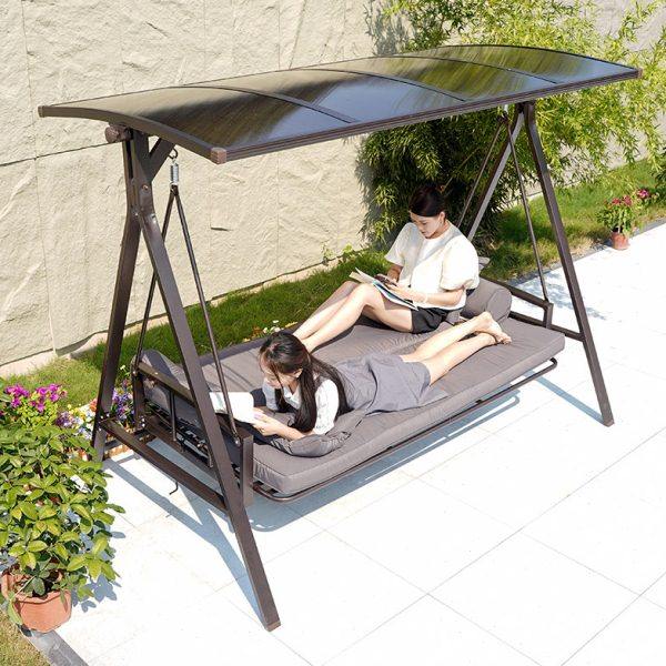 秋千户外庭院双人吊椅别墅露台室外铁艺休闲摇椅家用大型坐躺秋千