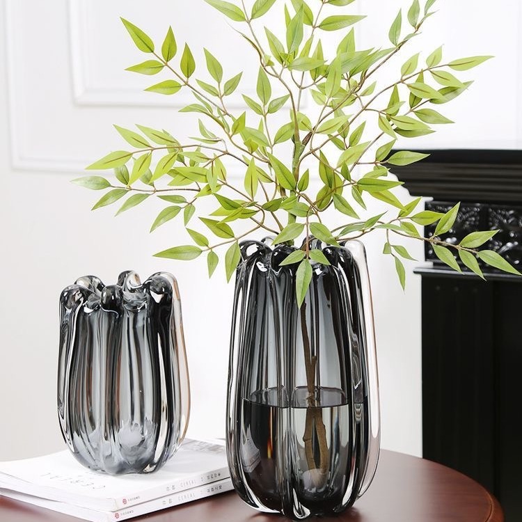 北欧现代简约大玻璃花瓶摆件餐桌电视柜客厅玄关轻奢琉璃插花花器