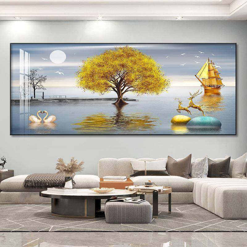 北欧一帆风顺横版装饰画客厅大气墙画轻奢高档系风景餐厅壁画挂画,纺织面料/辅料/配套,纺织机械配件,淘宝优惠券,粉丝福利购,淘宝优惠卷