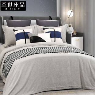 男孩样板房床品机车赛道刺绣床品十件套床笠式儿童样板间软装用