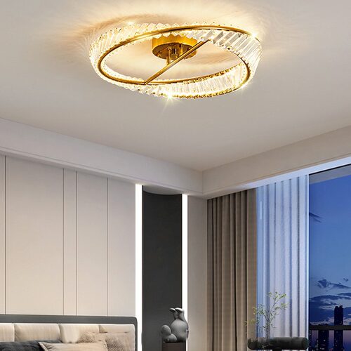 轻奢吸顶灯卧室书房间灯设计师款餐厅小客厅灯圆形主卧LED水晶灯