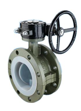 D31F4C6-10/16铸FAS钢衬四法氟涡轮兰蝶4阀泉州质启耐酸碱衬氟蝶