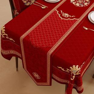 喜字桌旗结婚轻奢高端餐桌茶几桌布中式 红色婚礼婚庆盖布家用台布