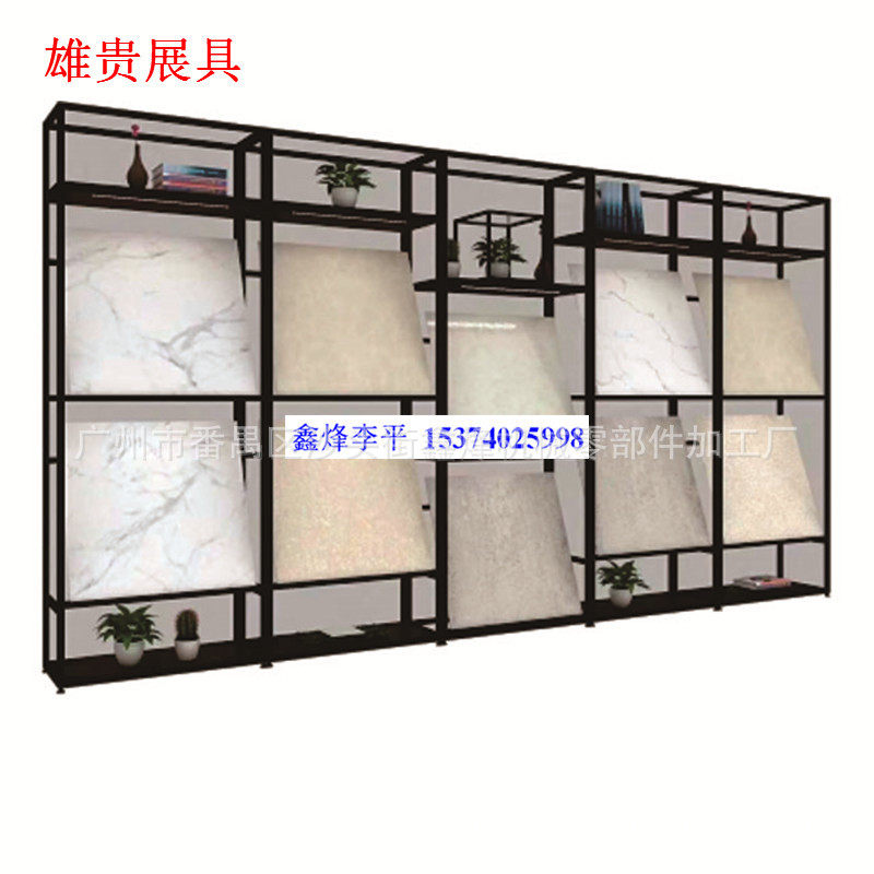 博古架工业风铁艺货架石材展柜8080地砖展示架铁艺书架多层置物架