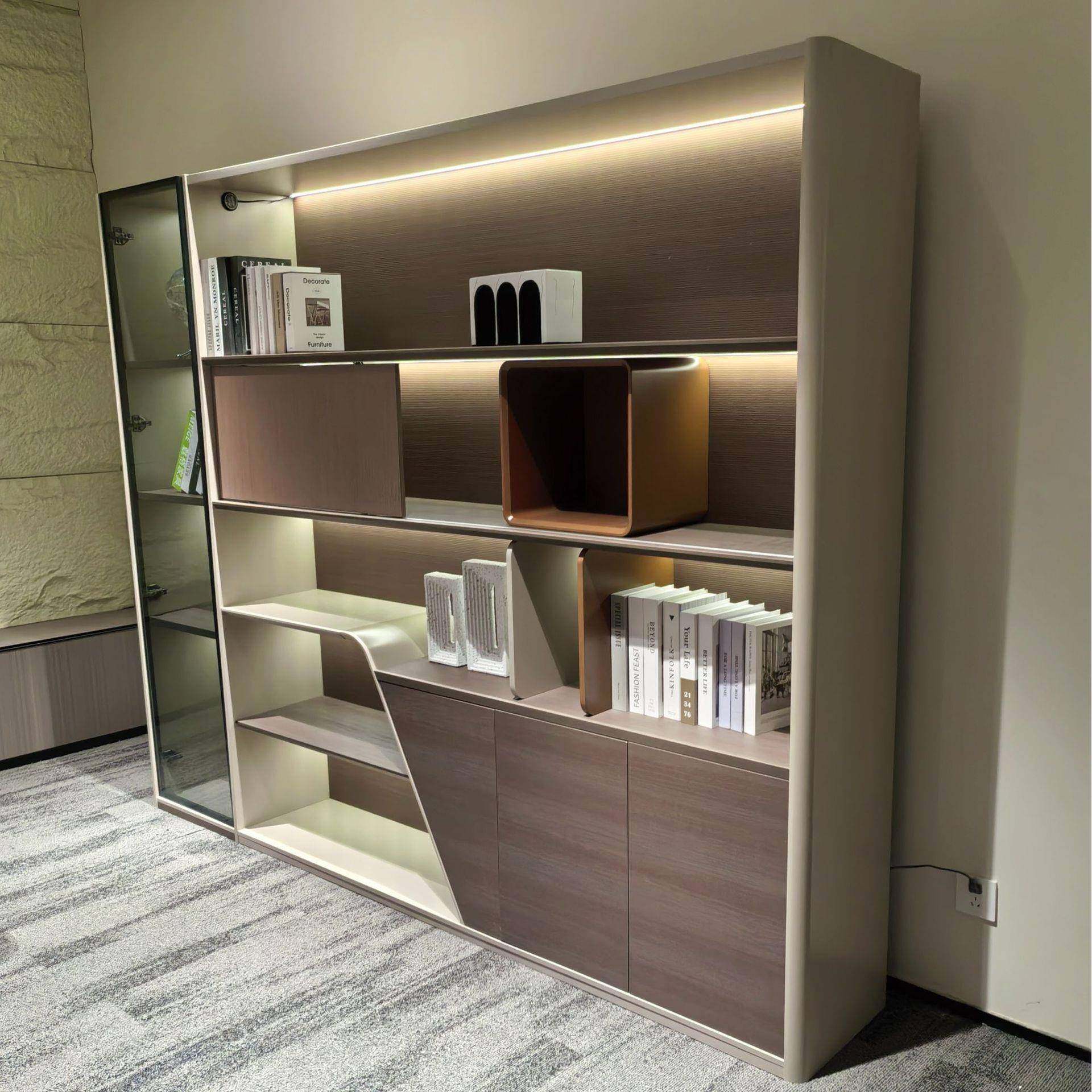 办公室新款老板桌大气背景柜总裁高端书柜储物柜董事长时尚文件柜,收纳整理,烫衣板及配件,淘宝优惠券,粉丝福利购,淘宝优惠卷