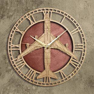 木制挂钟波音E-4B守夜者末日空中指挥所现代墙面钟装饰壁钟