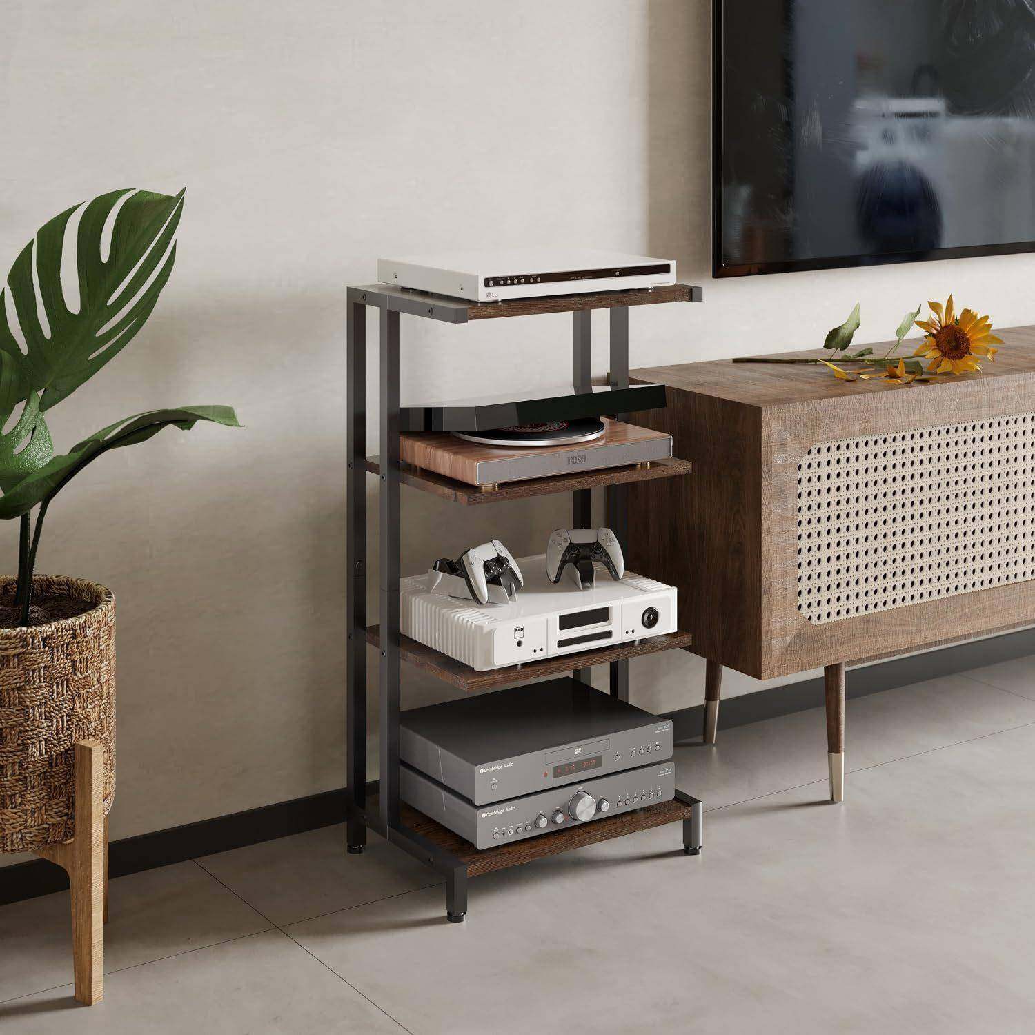 铁木游戏机架功放机置物架影音柜子电视顶盒路由器音响收纳架