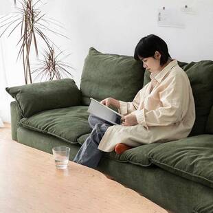 庄里家具北欧布艺沙发客厅小户型灯芯绒日式简约现代复古三人组合