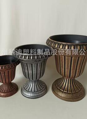 欧式古典风情罗马花盆KD2924S高脚做旧金花翁器婚庆道具装饰盆