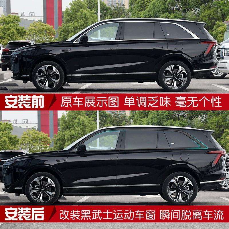 魏牌蓝山车窗黑化门边条黑武士车顶行李条叶子板车标车身饰条改装