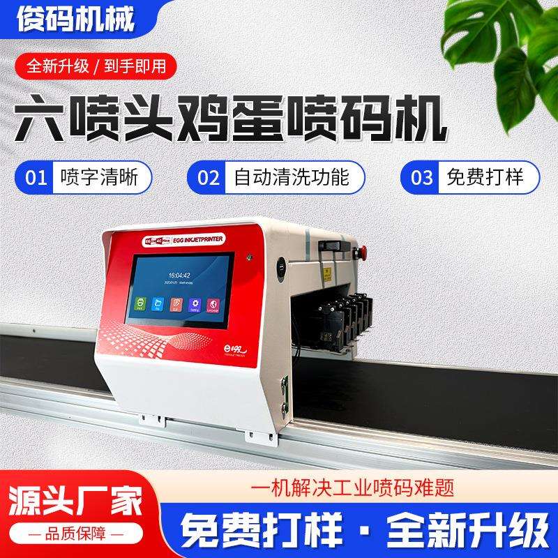 整托盘6喷头鸭蛋打码机小型喷印生产日期蛋品全自动鸡蛋喷码机