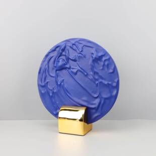 现代简约北欧极简蓝色红色圆形屏风摆件样板房售楼处软装饰品