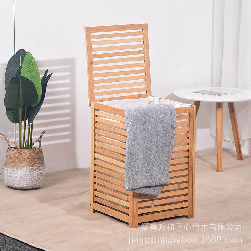 竹折叠脏衣篮子收纳筐桶服篓制简约风整理外贸洗衣篮现货