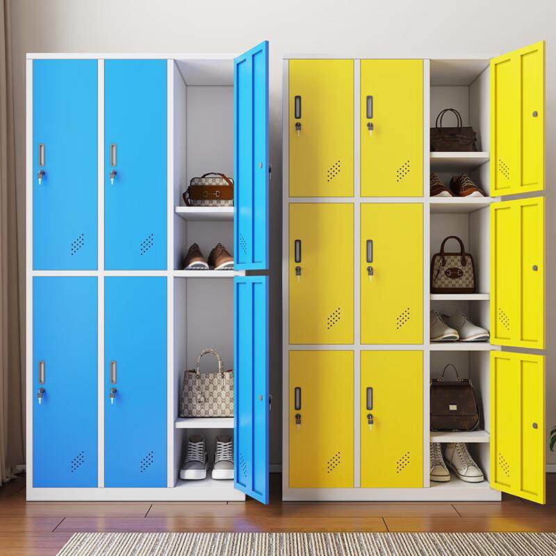 彩色员工柜更衣柜健身房存包柜浴室换衣柜子铁皮柜带感应锁储物柜