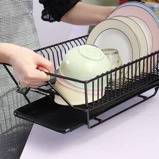 铁艺厨房餐具水果蔬菜沥水篮多功能收纳带托盘晾干碗碟子置物架