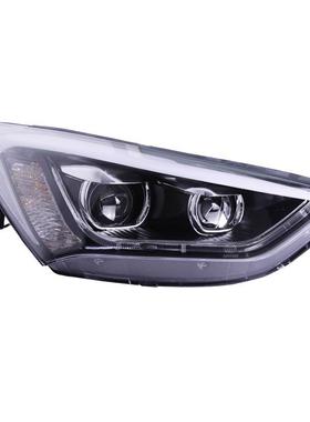 适用于适用于现代新胜达IX45大灯总成改装LED灯眉日行灯双光透镜