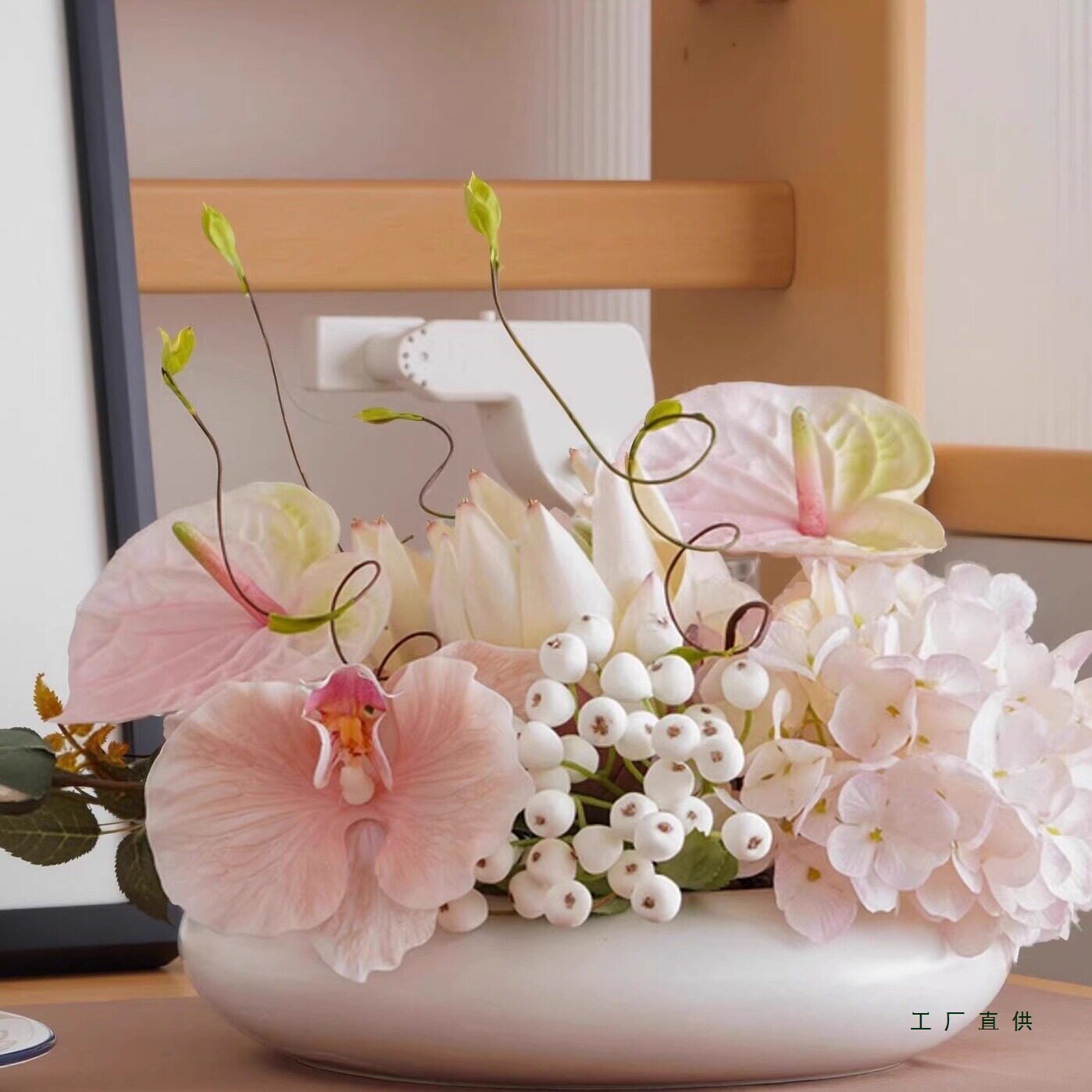 高端设计款客厅餐桌插花花艺仿真花轻奢高端假花摆设装饰摆件新年