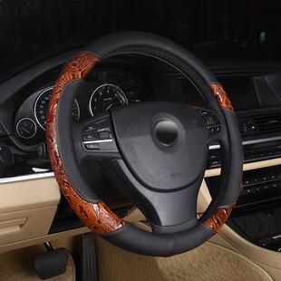 皮革汽车方向盘套环保防滑耐磨方向把套四季 通用车载饰品