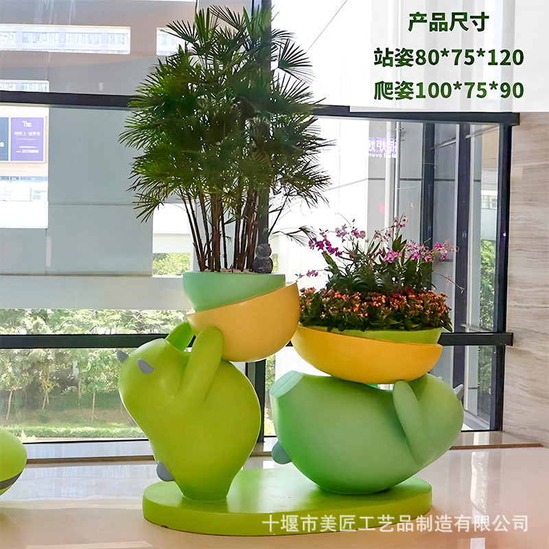 玻璃钢花盆雕塑商场花器摆件户外卡通造型摆件花钵装饰酒店广场