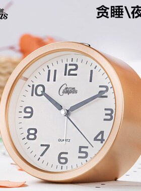 康巴丝多功能小闹钟静音带夜灯学生床头卧室台钟家用简约钟表台钟