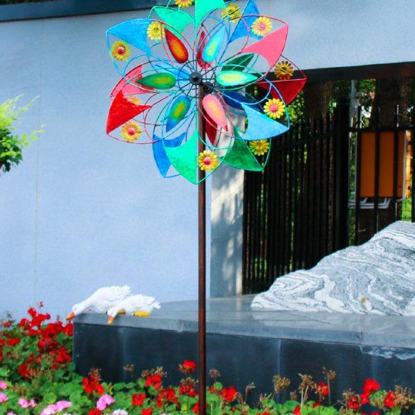 铁艺双面彩色风车花园庭院别墅造景户外院子创意旋转摆件模型景观,家居饰品,户外/庭院摆件,淘宝优惠券,粉丝福利购,淘宝优惠卷