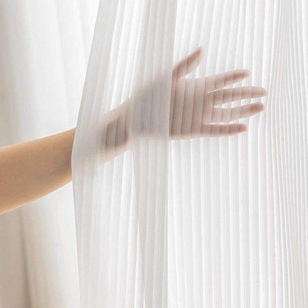 竖百叶窗帘纱帘透光不透人阳台飘窗半遮光加厚防刮垂直白纱梦幻帘