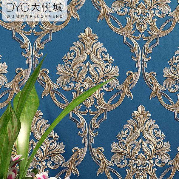 欧式墙纸奢华高档大气卧室房间温馨客厅3d电视背景无纺布大花壁纸