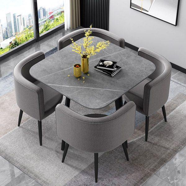 网红岩板餐桌接待洽谈桌椅组合售楼处会客4人小圆桌简约现代方桌,住宅家具,岩板餐桌,淘宝优惠券,粉丝福利购,淘宝优惠卷