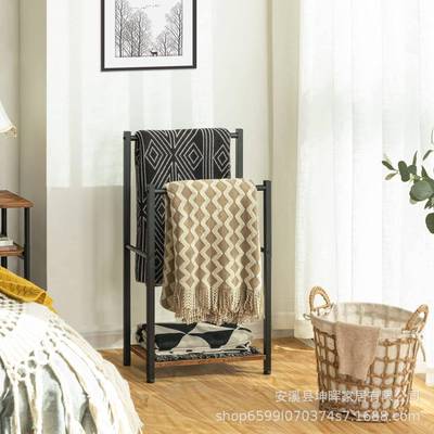 现代浴袍架客厅简约落地式挂衣架金属毛巾架浴室衣物架