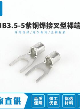 工艺精良SNB3.5-5紫铜焊接叉型裸端头冷压端子接线鼻叉型线耳