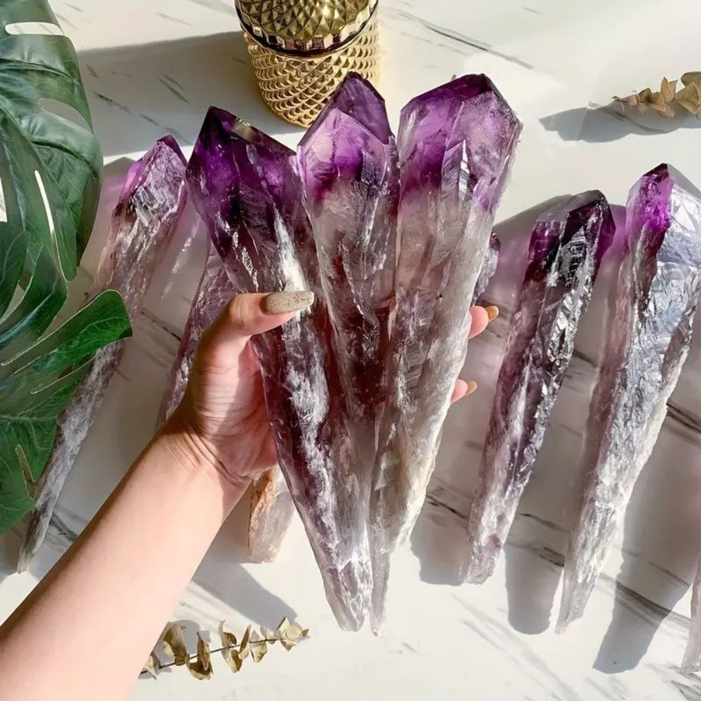 乌拉圭天然紫水晶权杖骸骨骨干紫晶石原石原皮矿石水晶工艺品摆件