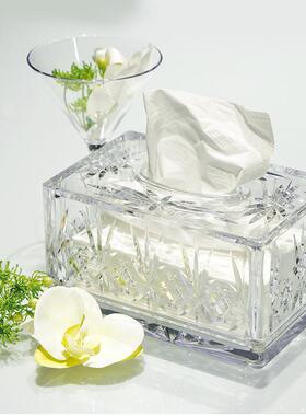 嘉宝高级纸巾盒客厅轻奢高档餐桌汽车内载仿水晶PC亚克力塑料商用