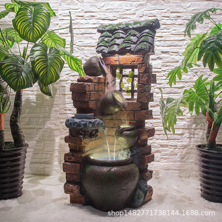 智瑞工艺品喷泉流水加湿器家居装饰品客厅办公室摆件创意水景摆设