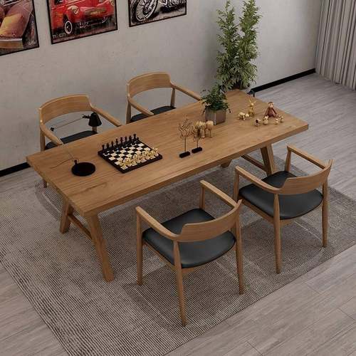 北欧实木办公会议桌组合个性洽谈接待茶桌多功能工作台原木大板桌