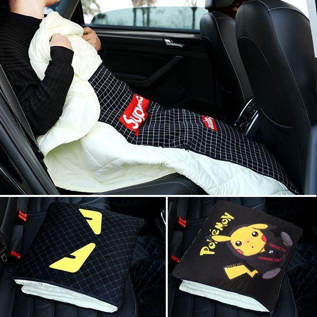 汽车抱枕被子两用女生卡通可爱纯棉四季车载靠垫多功能车内夏凉被