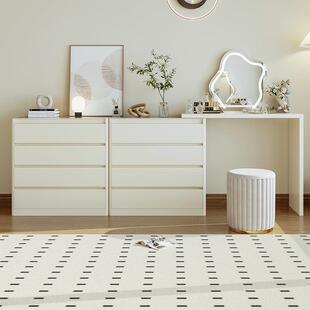 奶油风卧室梳妆台斗柜一体钢制铁艺现代简约小户型床尾转角化