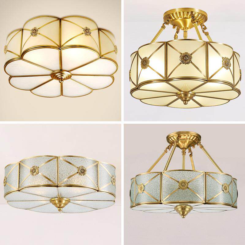 欧式吸顶灯全铜灯具led美式客厅灯中式纯铜卧室餐厅灯花形阳台灯