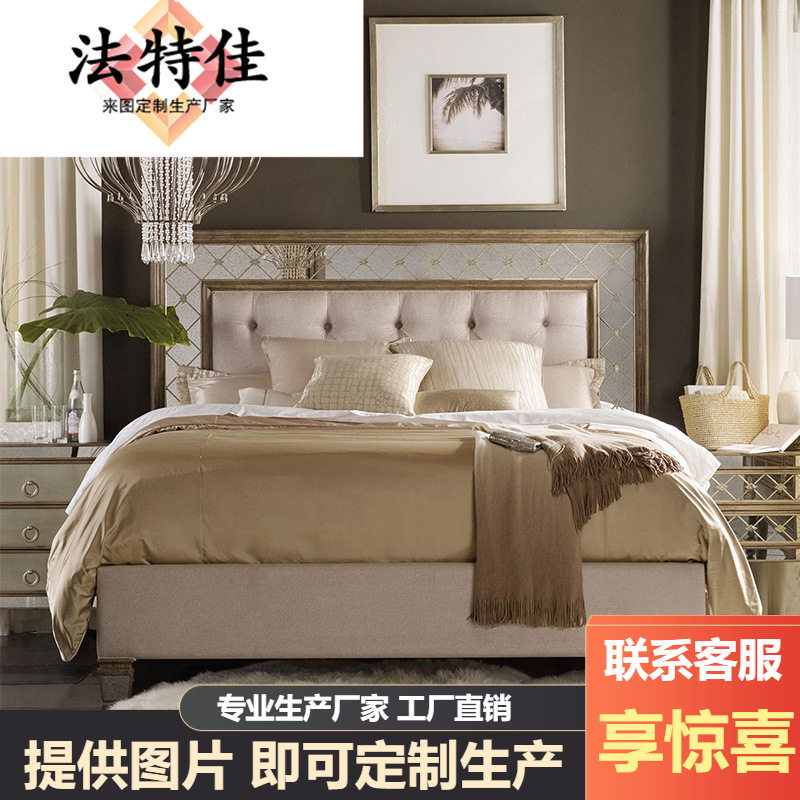 美式现代全实木仿古镜边床头柜胡克高端三抽床头柜进口家具