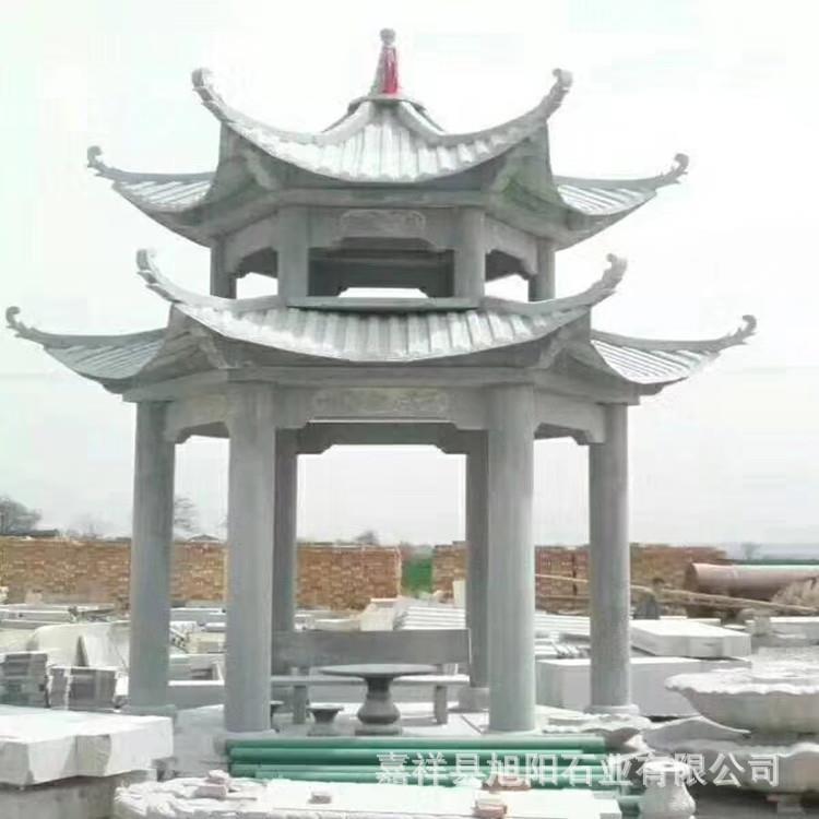 户外装饰青石亭子芝麻白石亭石凉亭天津市公园旅游景点遮阳亭子