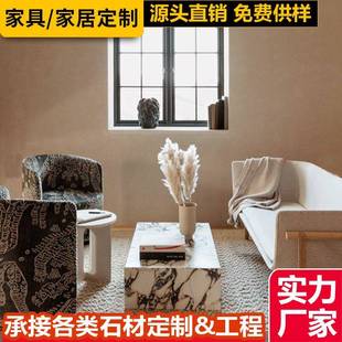 方型天然大理石圆形台面茶几台茶台餐边桌现代家居装饰岛台设计