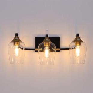 新款 复古浴室梳妆台玻璃灯罩3头4头ebay 壁灯镜前灯美式